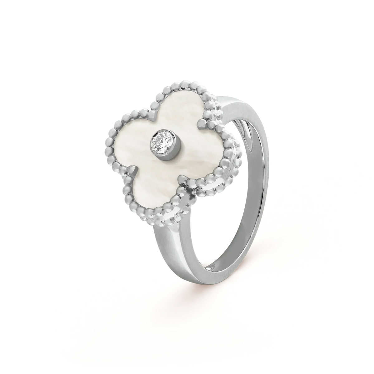 [Plus&Max]CLOVER SILVER MOP DIAMOND RING