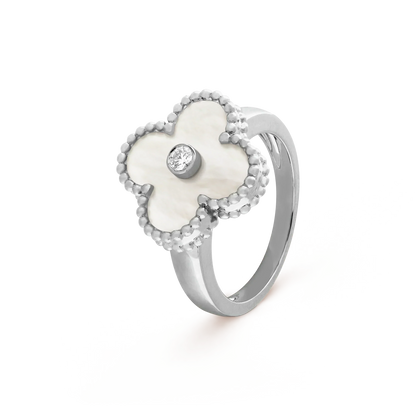 [Plus&Max]CLOVER SILVER MOP DIAMOND RING