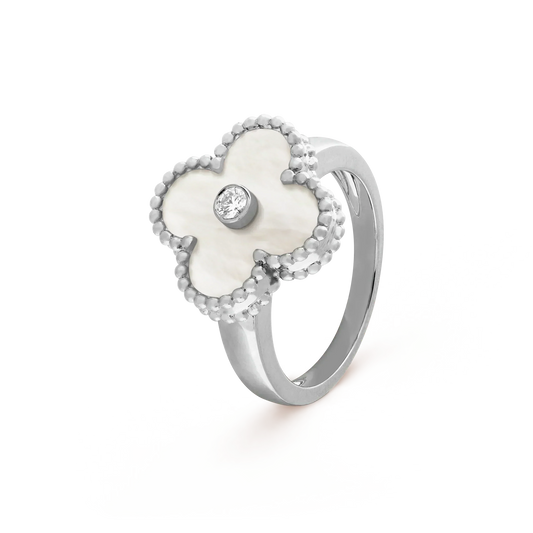 [Plus&Max]CLOVER SILVER MOP DIAMOND RING