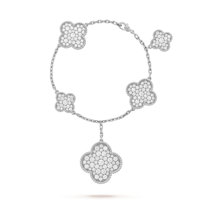 [Plus&Max]CLOVER 6 MOTIFS SILVER DIAMOND BRACELET