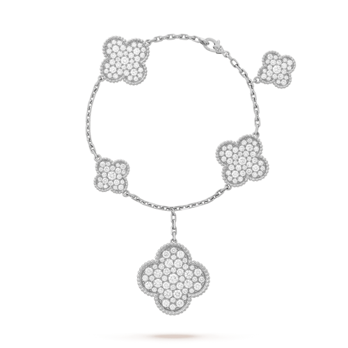 [Plus&Max]CLOVER 6 MOTIFS SILVER DIAMOND BRACELET