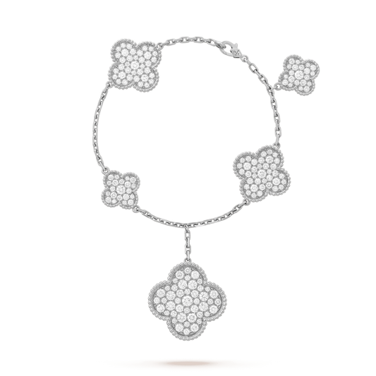 [Plus&Max]CLOVER 6 MOTIFS SILVER DIAMOND BRACELET