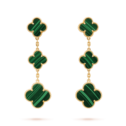 [Plus&Max]CLOVER MALACHITE 3 MOTIFS GOLD