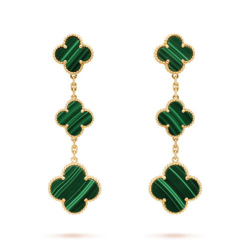 [Plus&Max]CLOVER MALACHITE 3 MOTIFS GOLD