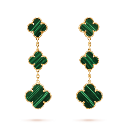 [Plus&Max]CLOVER MALACHITE 3 MOTIFS GOLD
