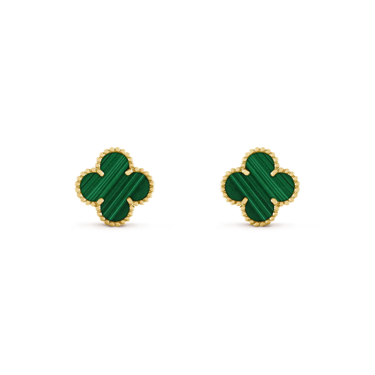 [Plus&Max]CLOVER MEDIUM 1 MOTIFS MALACHITE  EARRINGS