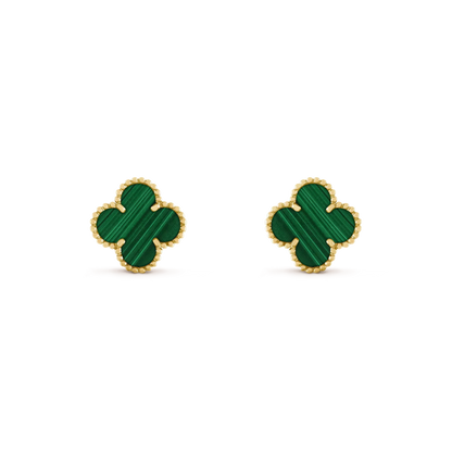[Plus&Max]CLOVER MEDIUM 1 MOTIFS MALACHITE  EARRINGS