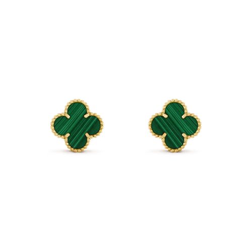 [Plus&Max]CLOVER MEDIUM 1 MOTIFS MALACHITE  EARRINGS