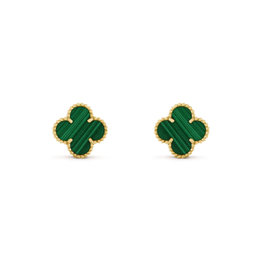 [Plus&Max]CLOVER MEDIUM 1 MOTIFS MALACHITE  EARRINGS