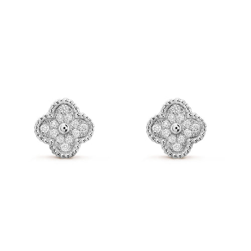 [Plus&Max]CLOVER MINI DIAMOND STUD EARRINGS