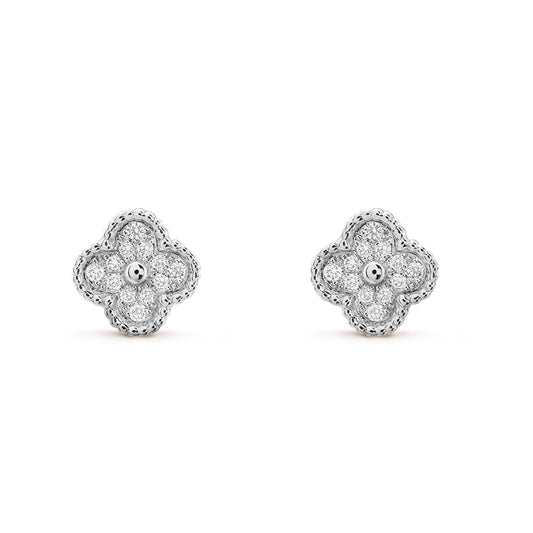 [Plus&Max]CLOVER MINI DIAMOND STUD EARRINGS