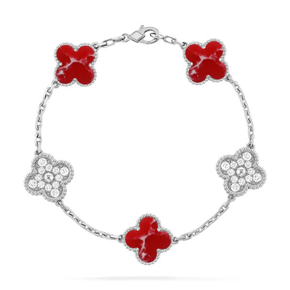 [Plus&Max]LUCKY CLOVER 5-MOTIF BRACELET - RED LARIMAR COLLECTION