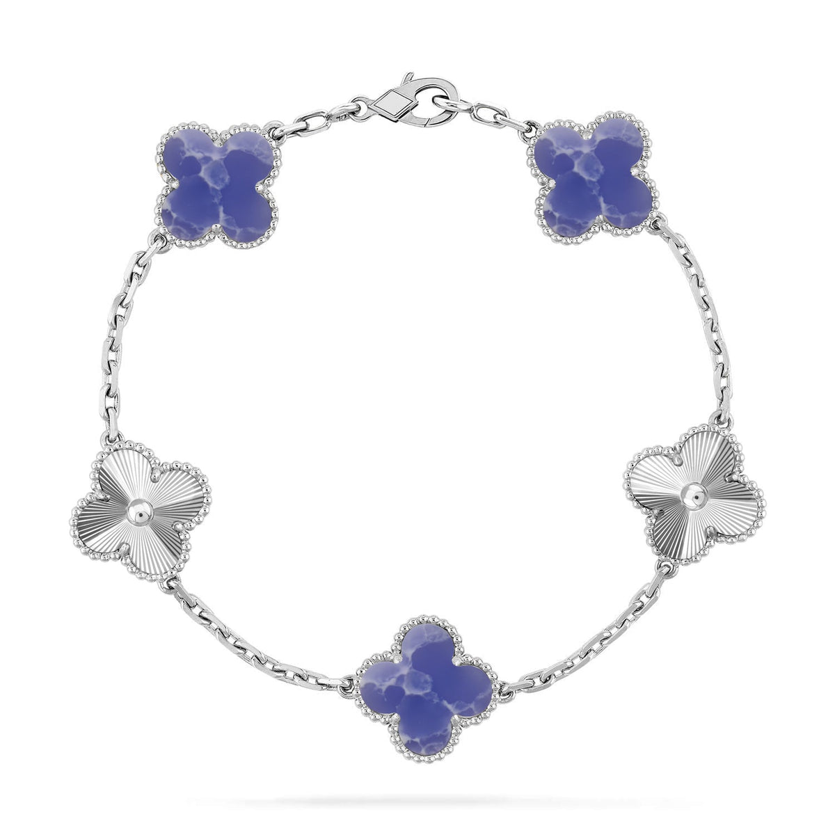 [Plus&Max]LUCKY CLOVER 5-MOTIF BRACELET - BLUE LARIMAR COLLECTION