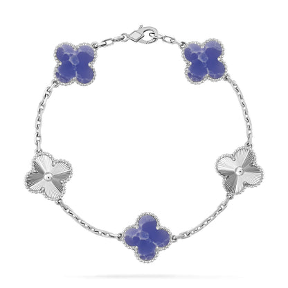 [Plus&Max]LUCKY CLOVER 5-MOTIF BRACELET - BLUE LARIMAR COLLECTION