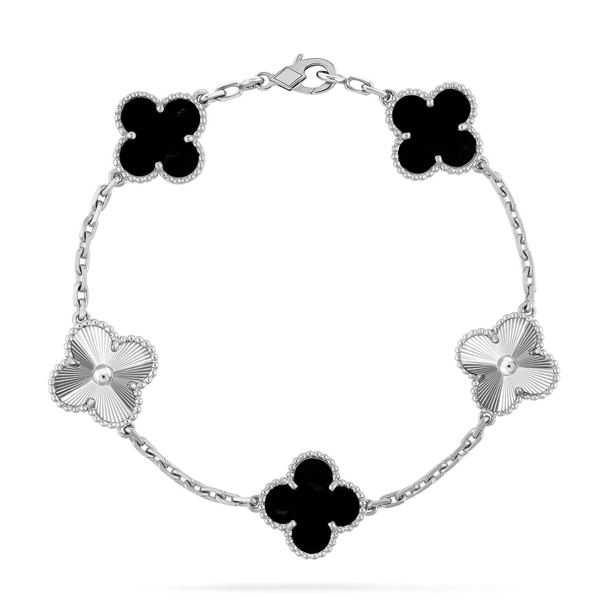 [Plus&Max]LUCKY CLOVER 5-MOTIF BRACELET - BLACK OXNY COLLECTION