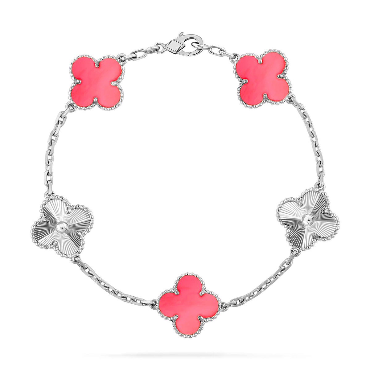 [Plus&Max]LUCKY CLOVER 5-MOTIF BRACELET - PINK MOTHER-OF-PEARL COLLECTION