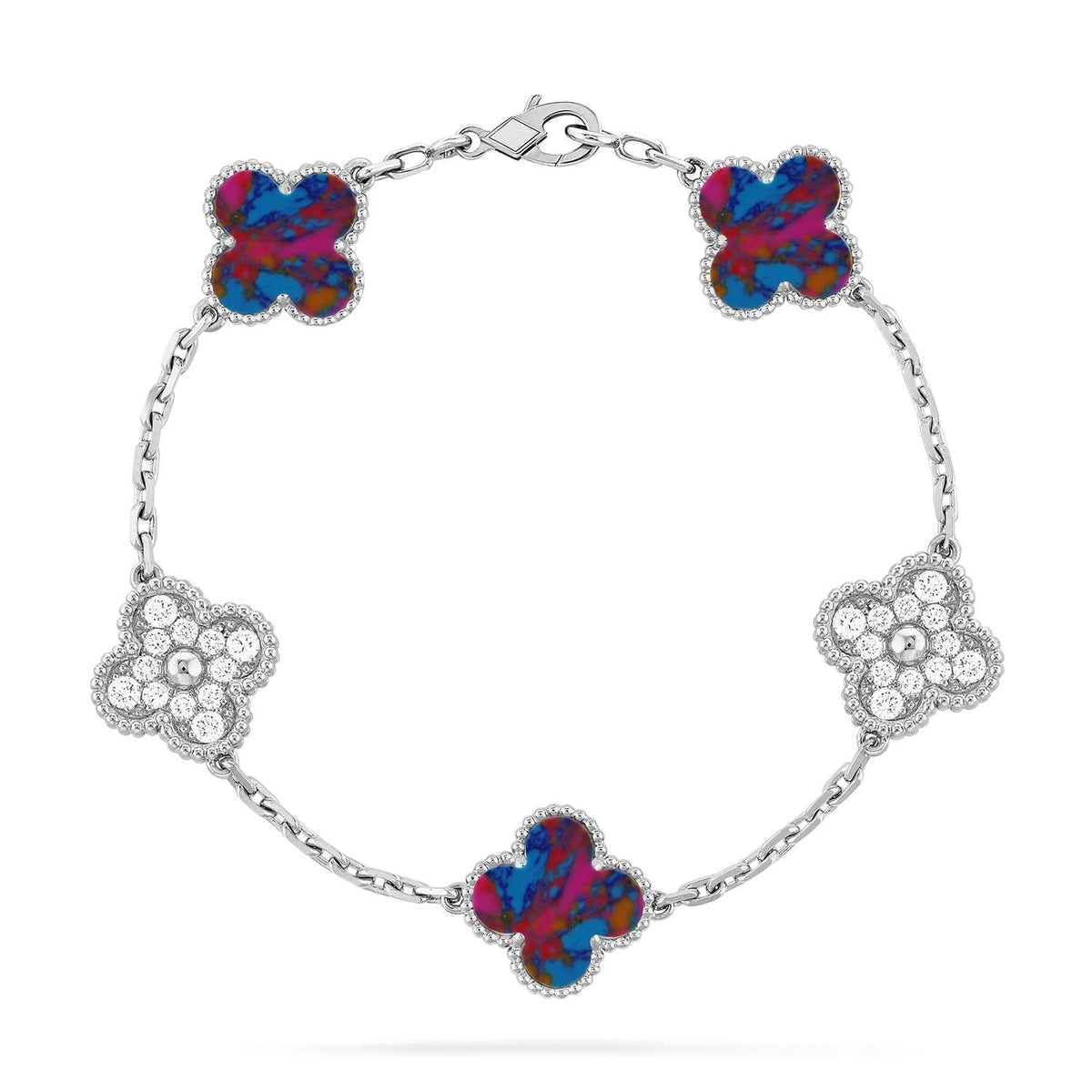 [Plus&Max]LUCKY CLOVER 5-MOTIF BRACELET - MULTI-GEM COLLECTION