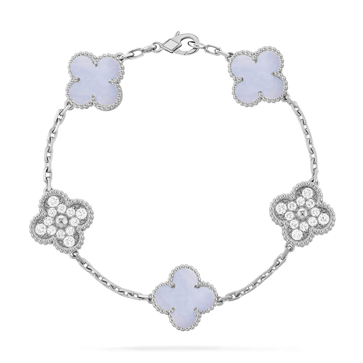 [Plus&Max]LUCKY CLOVER 5-MOTIF BRACELET - PURPLE CHALCEDONY COLLECTION