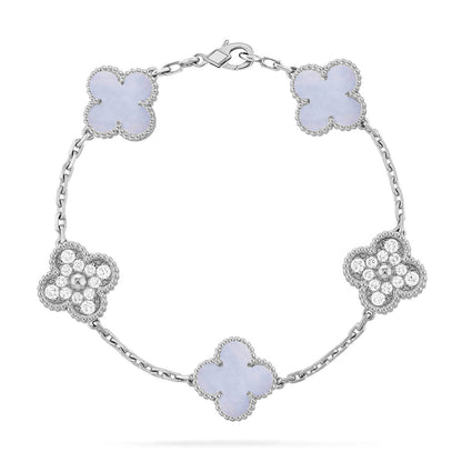 [Plus&Max]LUCKY CLOVER 5-MOTIF BRACELET - PURPLE CHALCEDONY COLLECTION