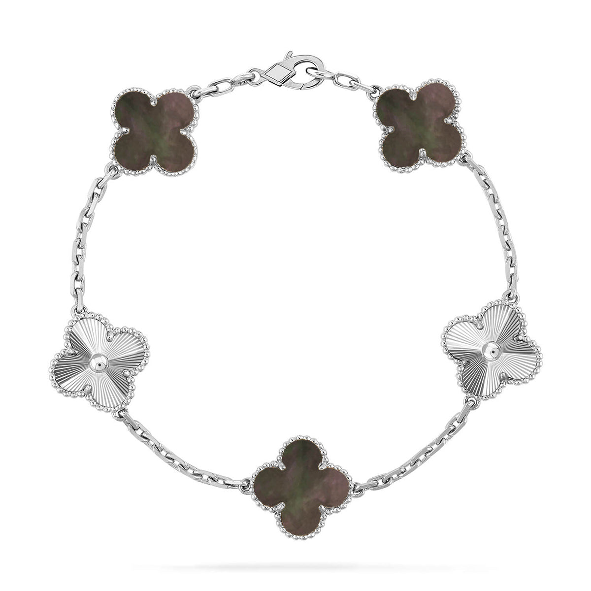 [Plus&Max]LUCKY CLOVER 5-MOTIF BRACELET - GREY MOTHER-OF-PEARL COLLECTION