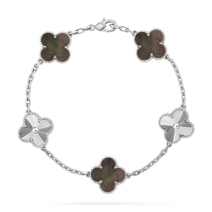 [Plus&Max]LUCKY CLOVER 5-MOTIF BRACELET - GREY MOTHER-OF-PEARL COLLECTION