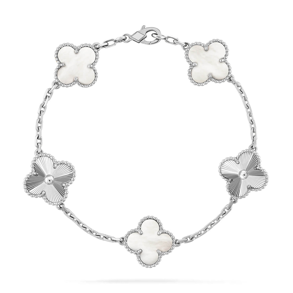 [Plus&Max]LUCKY CLOVER 5-MOTIF BRACELET - WHITE MOTHER-OF-PEARL COLLECTION
