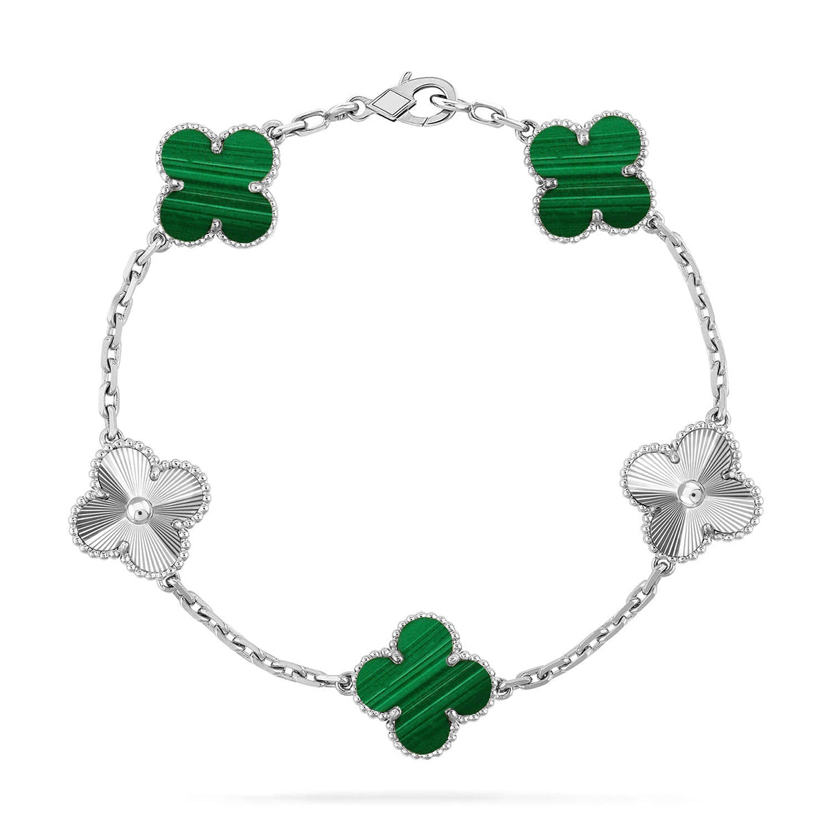 [Plus&Max]LUCKY CLOVER 5-MOTIF BRACELET - MALACHITE COLLECTION
