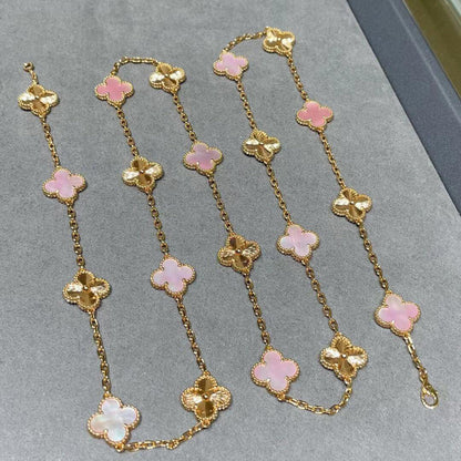[Plus&Max]CLOVER 20 MOTIFS LASER PINK MOP NECKLACE