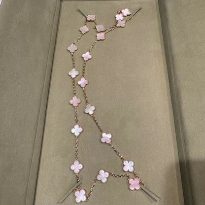 [Plus&Max]CLOVER 20 MOTIFS PINK MOP NECKLACE