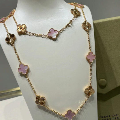 [Plus&Max]CLOVER 20 MOTIFS LASER PINK MOP NECKLACE