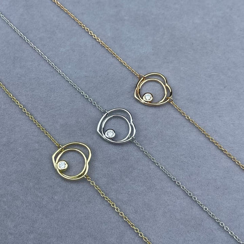 [Plus&Max]HOLLOW HEART SINGLE DIAMOND BRACELET