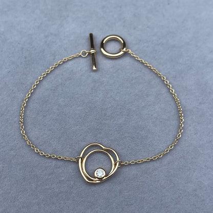 [Plus&Max]HOLLOW HEART SINGLE DIAMOND BRACELET