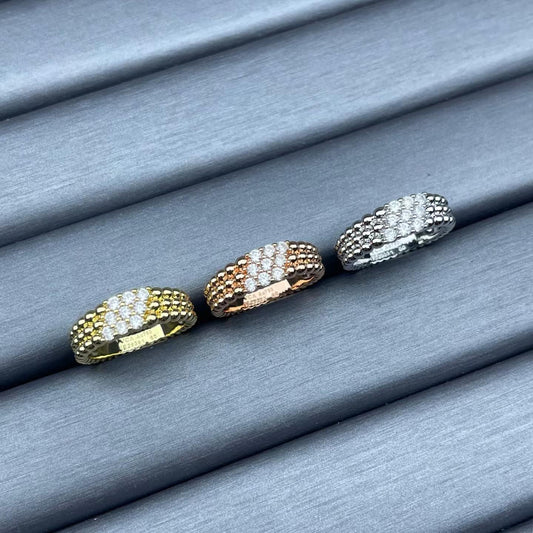 [Plus&Max]NARROW BEADED RING WITH DIAMONDS