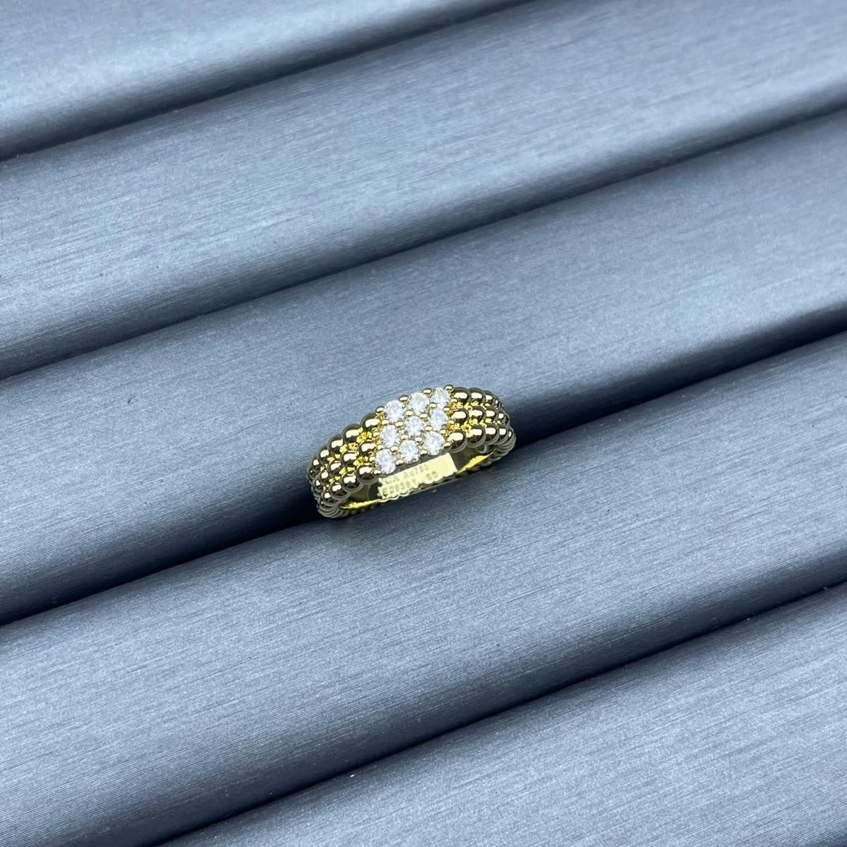 [Plus&Max]NARROW BEADED RING WITH DIAMONDS