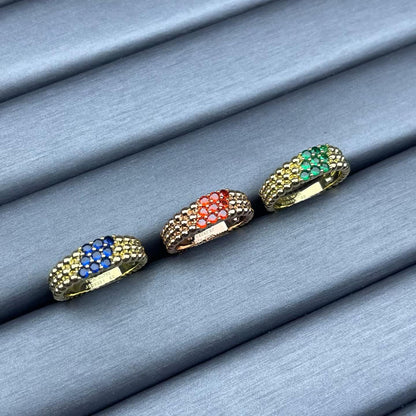 [Plus&Max]NARROW BEADED RING WITH DIAMONDS