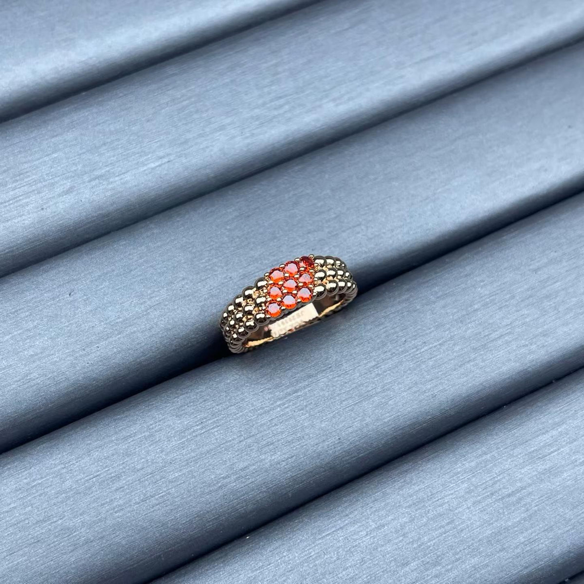 [Plus&Max]NARROW BEADED RING WITH DIAMONDS