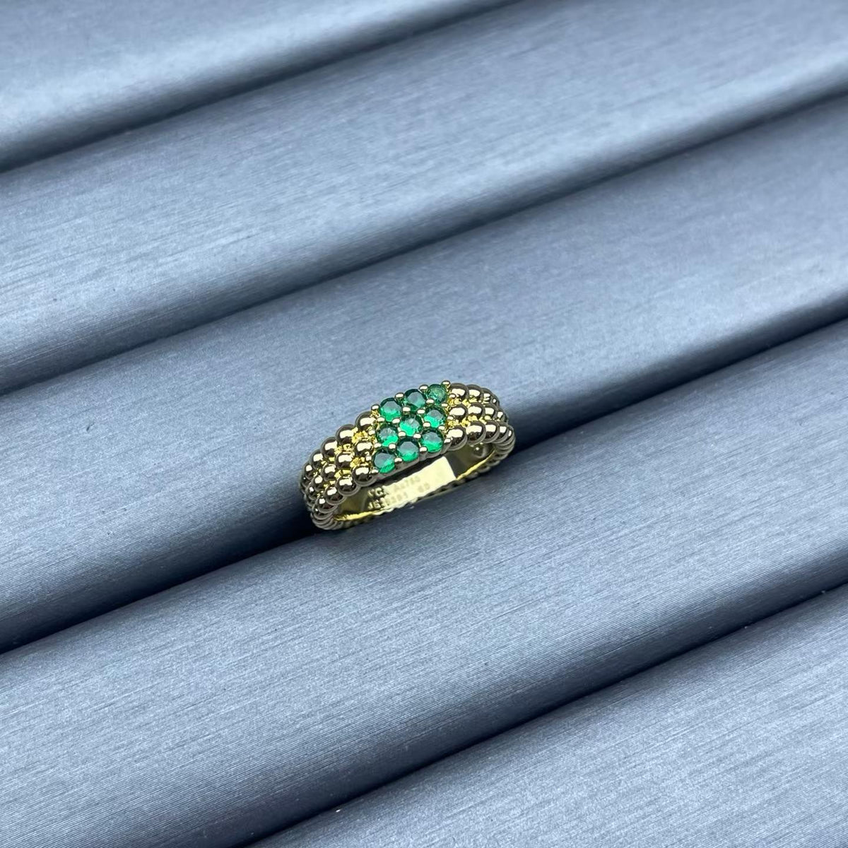[Plus&Max]NARROW BEADED RING WITH DIAMONDS