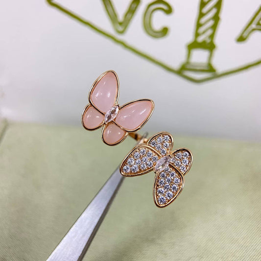 [Plus&Max]TWIN BUTTERFLY NEW DIAMOND & PINK BUTTERFLY RING