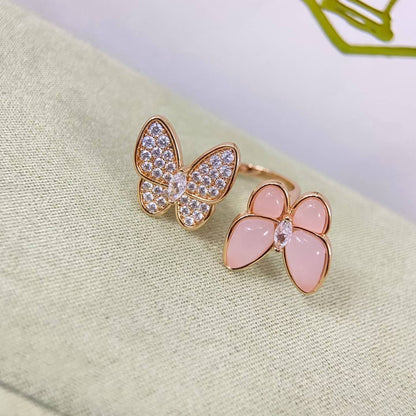 [Plus&Max]TWIN BUTTERFLY NEW DIAMOND & PINK BUTTERFLY RING