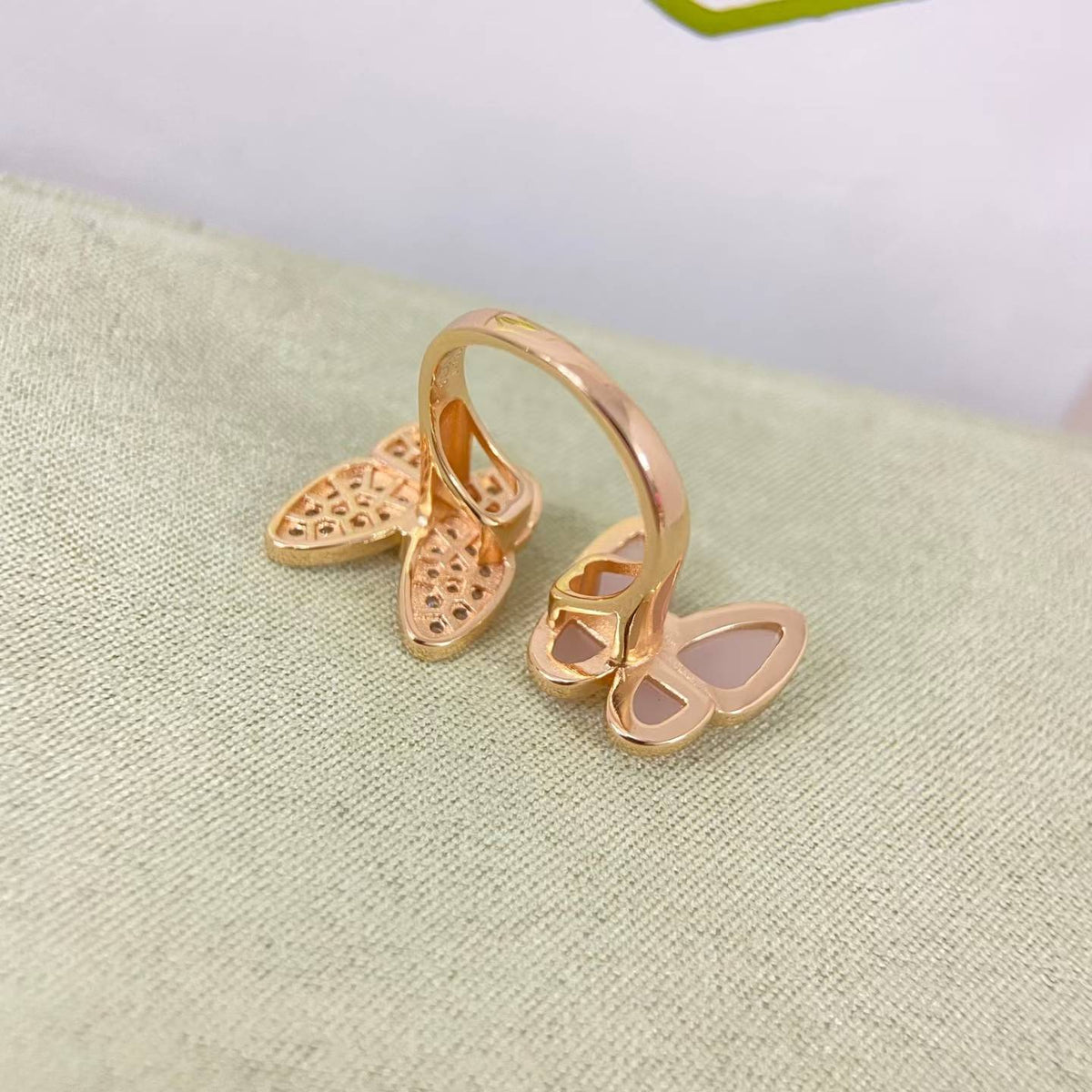 [Plus&Max]TWIN BUTTERFLY NEW DIAMOND & PINK BUTTERFLY RING