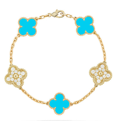 [Plus&Max]LUCKY CLOVER 5-MOTIF BRACELET - TURQUOISE COLLECTION