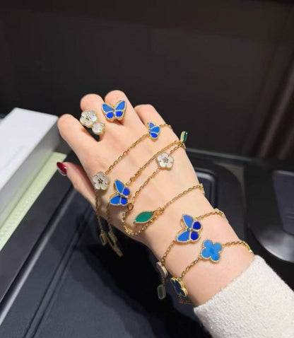 [Plus&Max ]LUCKY SPRING GOLD BLUESTONE WHITE MOTHER-OF-PEARL BRACELET