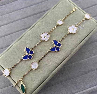 [Plus&Max ]LUCKY SPRING GOLD BLUESTONE WHITE MOTHER-OF-PEARL BRACELET