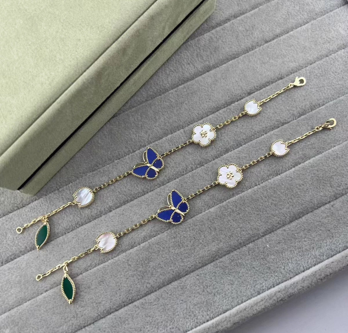 [Plus&Max ]LUCKY SPRING GOLD BLUESTONE WHITE MOTHER-OF-PEARL BRACELET