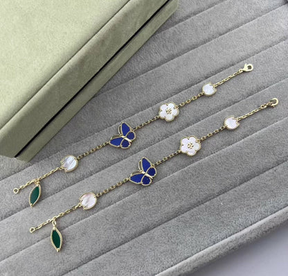 [Plus&Max ]LUCKY SPRING GOLD BLUESTONE WHITE MOTHER-OF-PEARL BRACELET