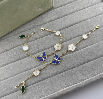[Plus&Max ]LUCKY SPRING GOLD BLUESTONE WHITE MOTHER-OF-PEARL BRACELET
