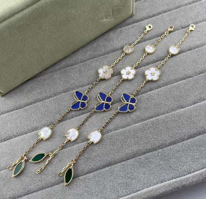 [Plus&Max ]LUCKY SPRING GOLD BLUESTONE WHITE MOTHER-OF-PEARL BRACELET