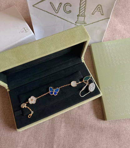 [Plus&Max ]LUCKY SPRING GOLD BLUESTONE WHITE MOTHER-OF-PEARL BRACELET