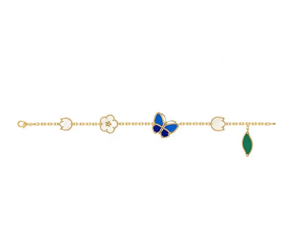 [Plus&Max ]LUCKY SPRING GOLD BLUESTONE WHITE MOTHER-OF-PEARL BRACELET