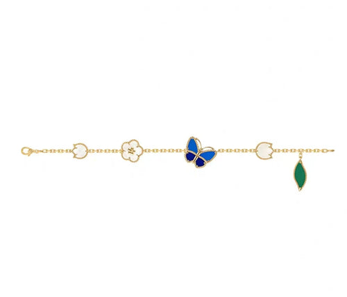 [Plus&Max ]LUCKY SPRING GOLD BLUESTONE WHITE MOTHER-OF-PEARL BRACELET